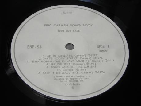 Raspberries Eric Carmen Song Book Japan PROMO ONLY LP