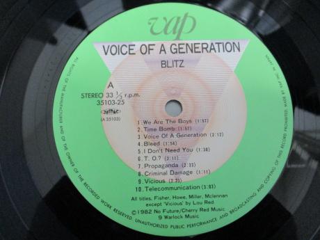 Backwood Records : Blitz Voice Of A Generation Japan Orig. LP OBI