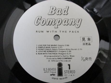 Bad Company Run With the Pack Japan Orig. PROMO LP OBI WHITE LABEL PRO-SHEET