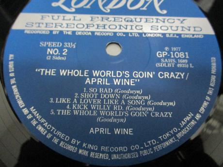 April Wine The Whole World’s Goin’ Crazy Japan Orig. LP OBI