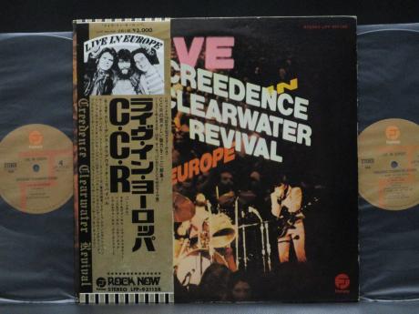 CCR Creedence Clearwater Revival Live in Europe Japan Orig. 2LP OBI RARE POSTER