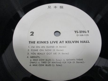 Kinks Live at Kelvin Hall Japan Orig. PROMO LP G/F DIF WHITE LABEL