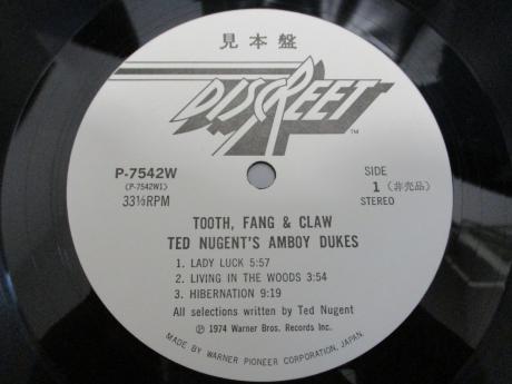 Ted Nugent’s Amboy Dukes Tooth Fang & Claw Japan Orig. PROMO LP WHITE LABEL