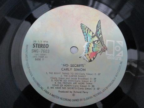 Carly Simon No Secrets Japan Orig. LP 2OBI G/F INSERT