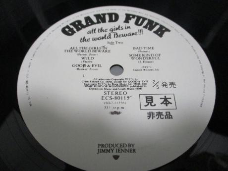 Grand Funk Railroad All the Girls in the World Beware Japan Orig. PROMO LP OBI WHITE LABEL