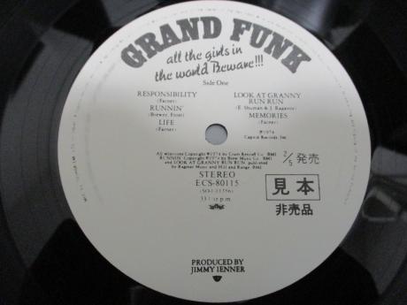 Grand Funk Railroad All the Girls in the World Beware Japan Orig. PROMO LP OBI WHITE LABEL