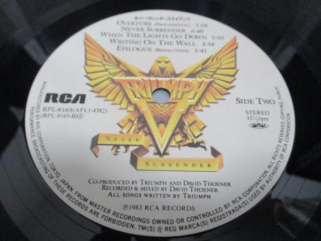 Triumph Never Surrender Japan Orig. LP OBI INSERT