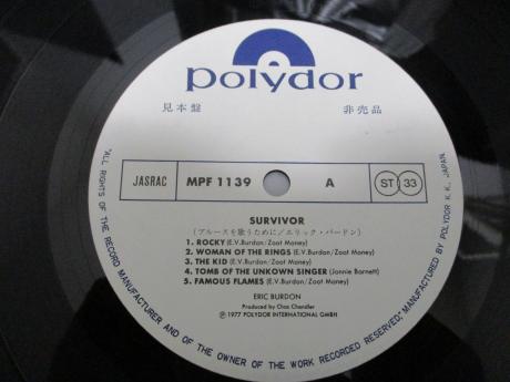 Animals Eric Burdon Survivor Japan Orig. PROMO LP OBI WHITE LABEL
