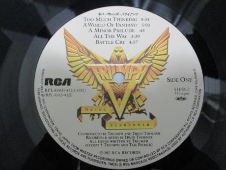 Triumph Never Surrender Japan Orig. LP OBI INSERT